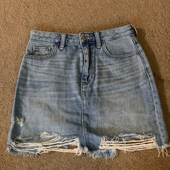Hollister Dresses & Skirts - Hollister Light Blue Distressed Mini Skirt